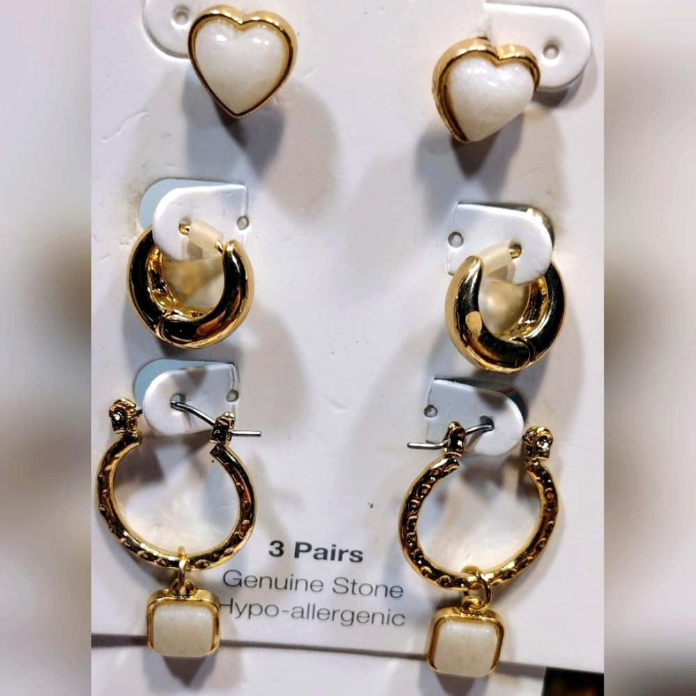 SET of 3 pairs of earrings hypoallergenic